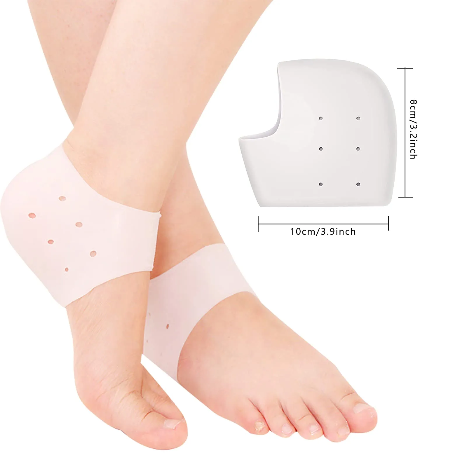 4 Pairs Heel Pads Silicone Gel Heel Protection Heel Gel Pads Heel Socks for Heel Spurs Plantar Fasciitis, Very Suitable for Heel Pain, Dry Cracked Heel for Women Men