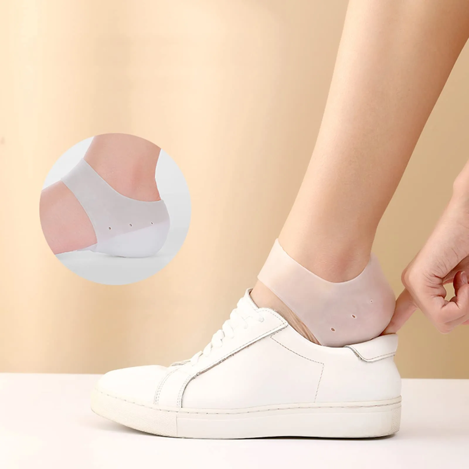 4 Pairs Heel Pads Silicone Gel Heel Protection Heel Gel Pads Heel Socks for Heel Spurs Plantar Fasciitis, Very Suitable for Heel Pain, Dry Cracked Heel for Women Men