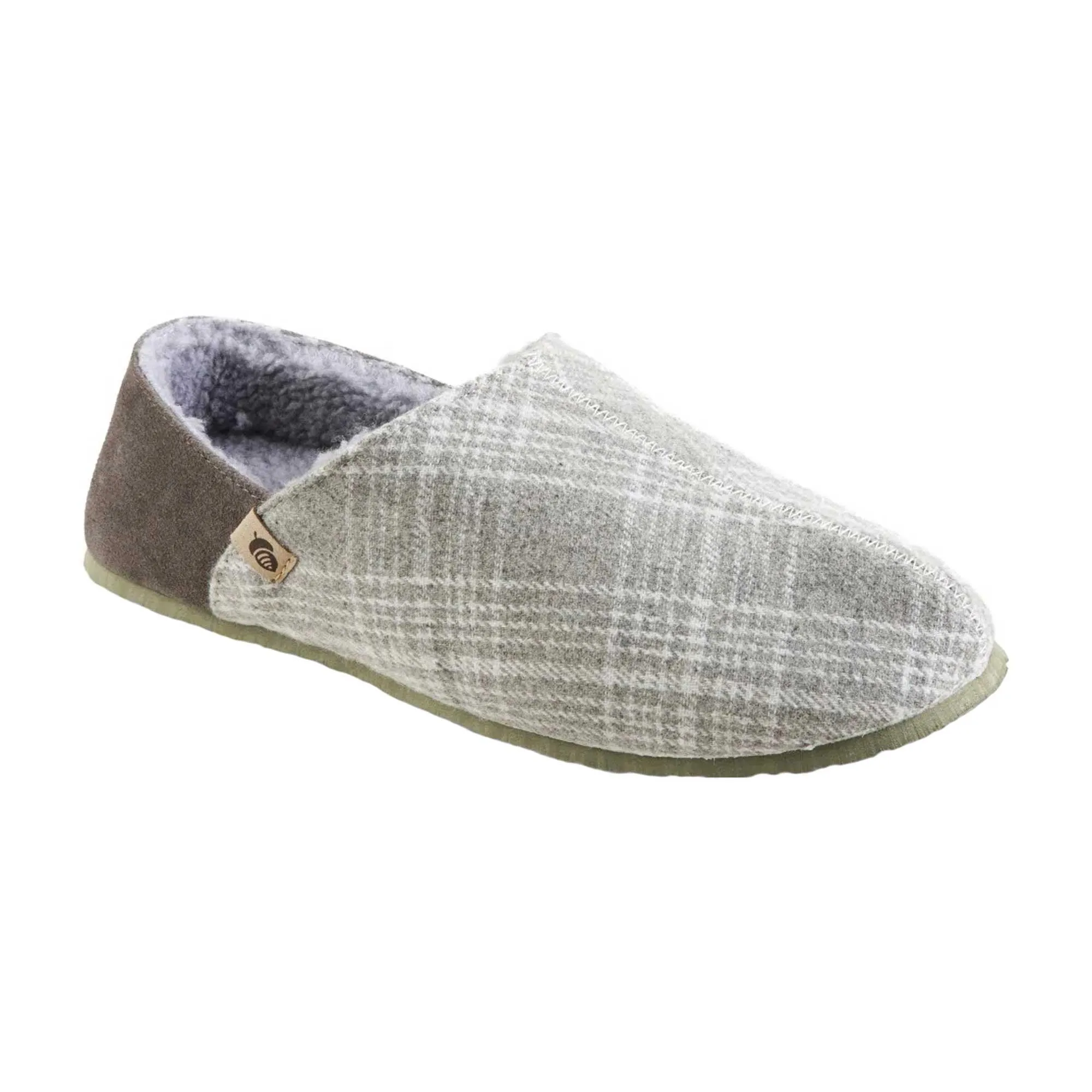 Acorn Men's Slippers - Parker Algae Sole Grey Plaid Flannel, X-Large | A20158GPLMXL