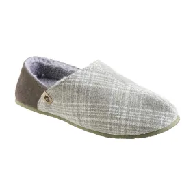 Acorn Men's Slippers - Parker Algae Sole Grey Plaid Flannel, X-Large | A20158GPLMXL