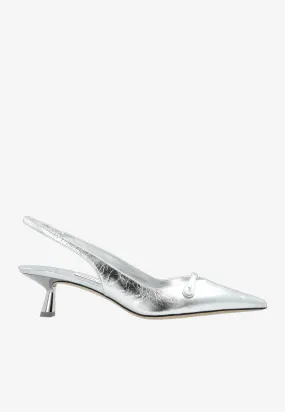 Amita 45 Metallic Leather Slingback Pumps