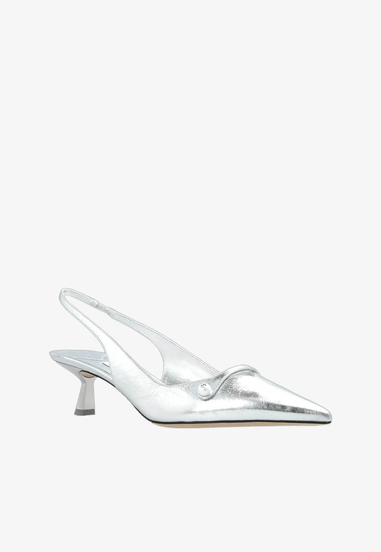 Amita 45 Metallic Leather Slingback Pumps