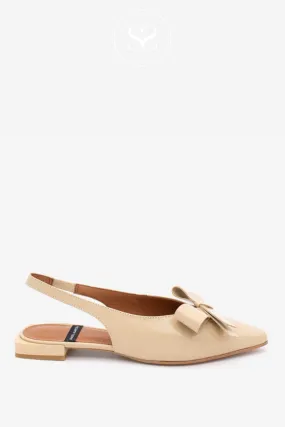 ANGEL ALARCON CHARLOTTE - CREAM BOW SLINGBACK FLATS