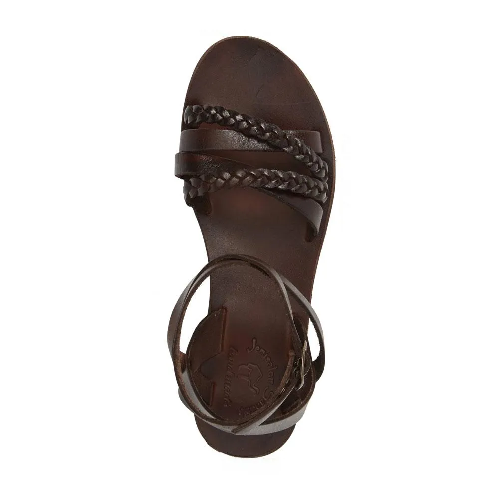 Asa - Leather Crossover Sandal | Brown