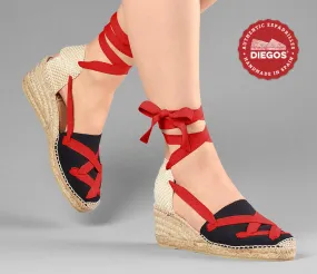 Black Lola high wedge classic laces espadrilles