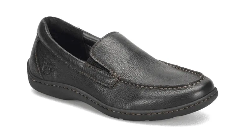 Born Men's Brompton II Black Leather Slip On Loafers Shoes BM0010703-BLK