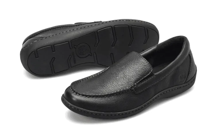 Born Men's Brompton II Black Leather Slip On Loafers Shoes BM0010703-BLK
