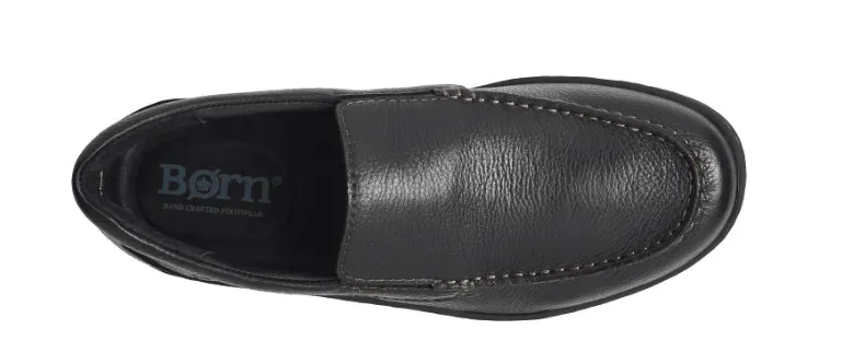 Born Men's Brompton II Black Leather Slip On Loafers Shoes BM0010703-BLK