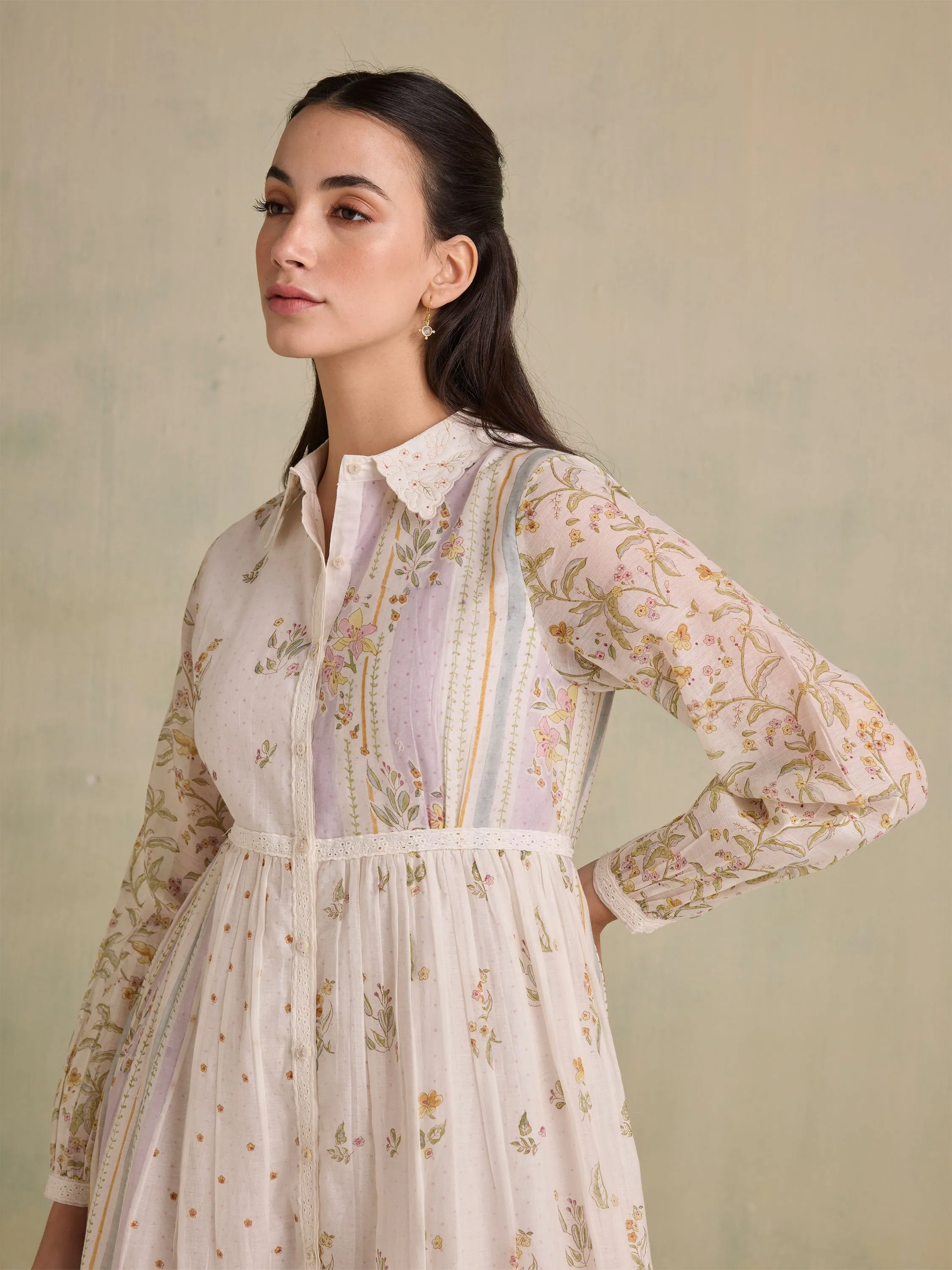 Botanical Imprints Shirt Dress