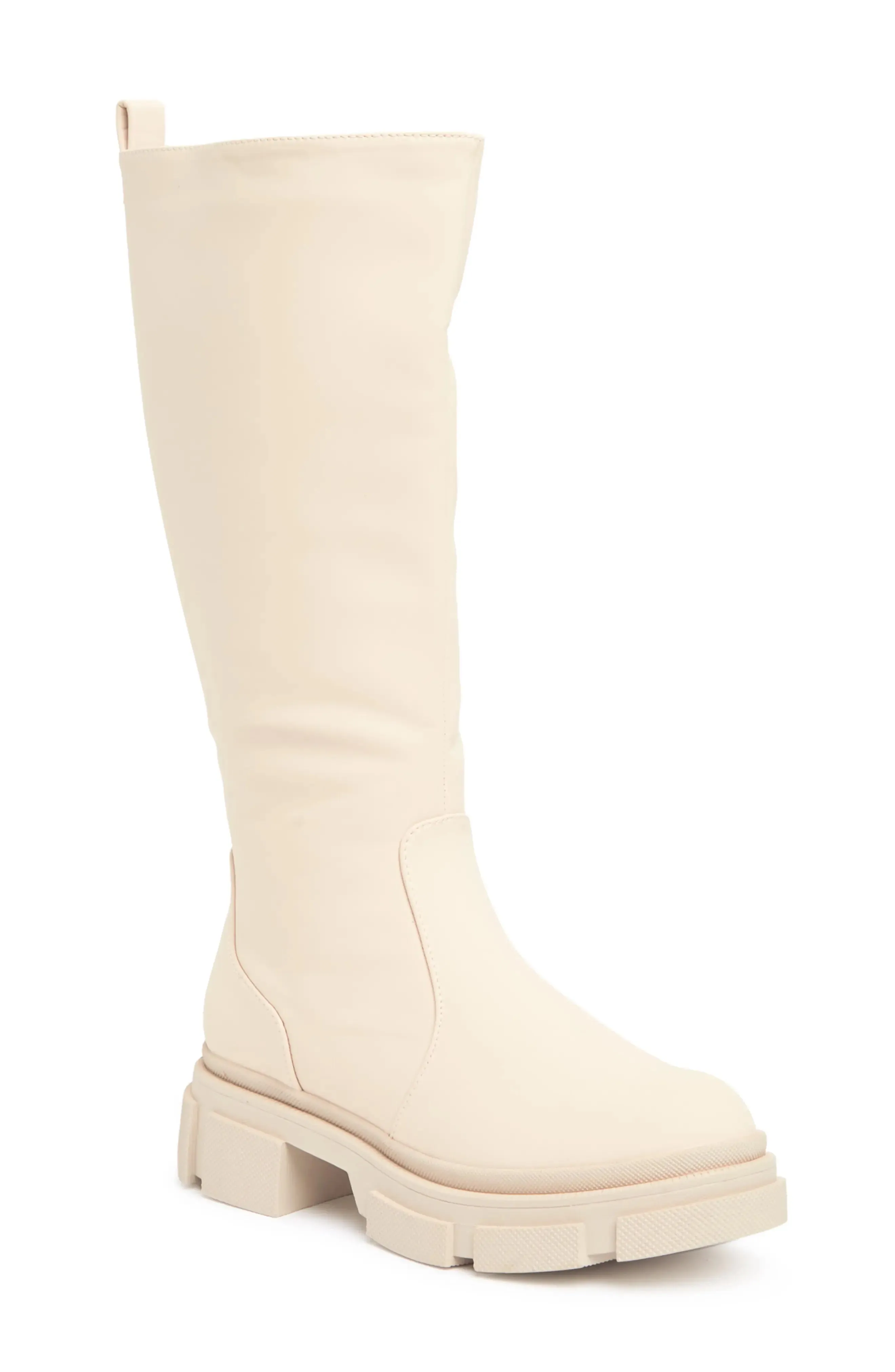 CAPE ROBBIN G Jacinta Lug Sole Boot In Nude Knee High Combat Riding Boots