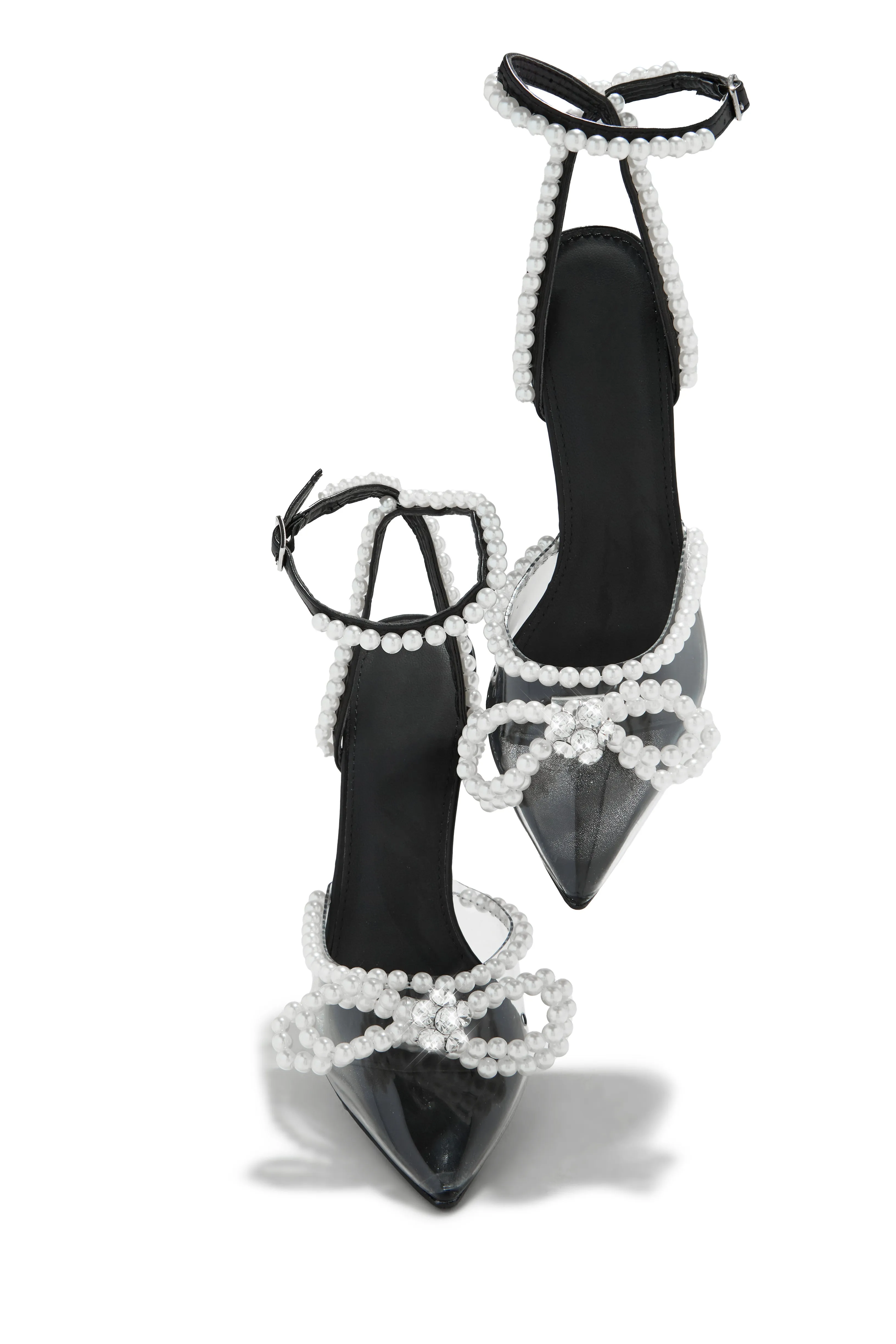 Catheryn Faux Pearl Heels - Black