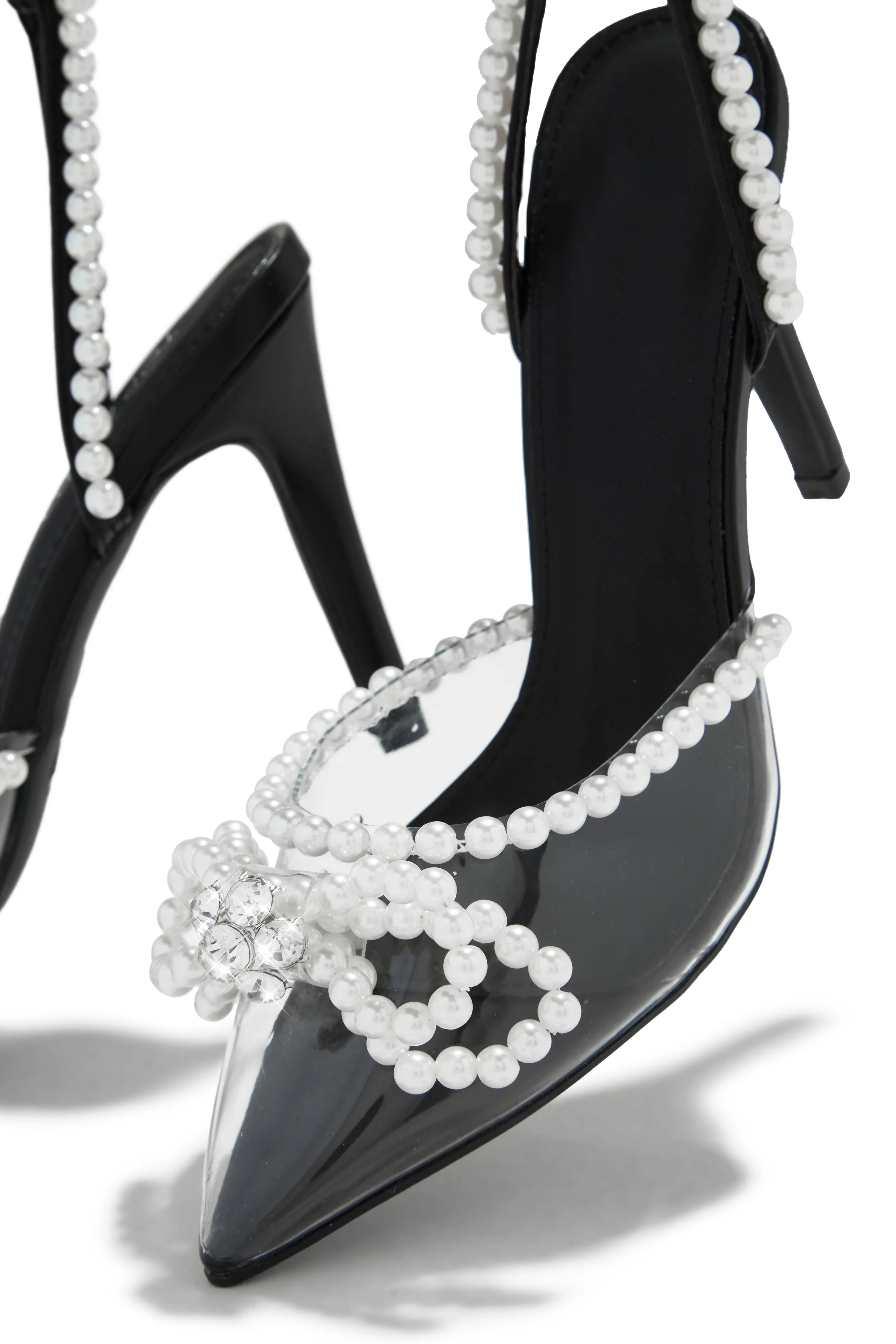 Catheryn Faux Pearl Heels - Black