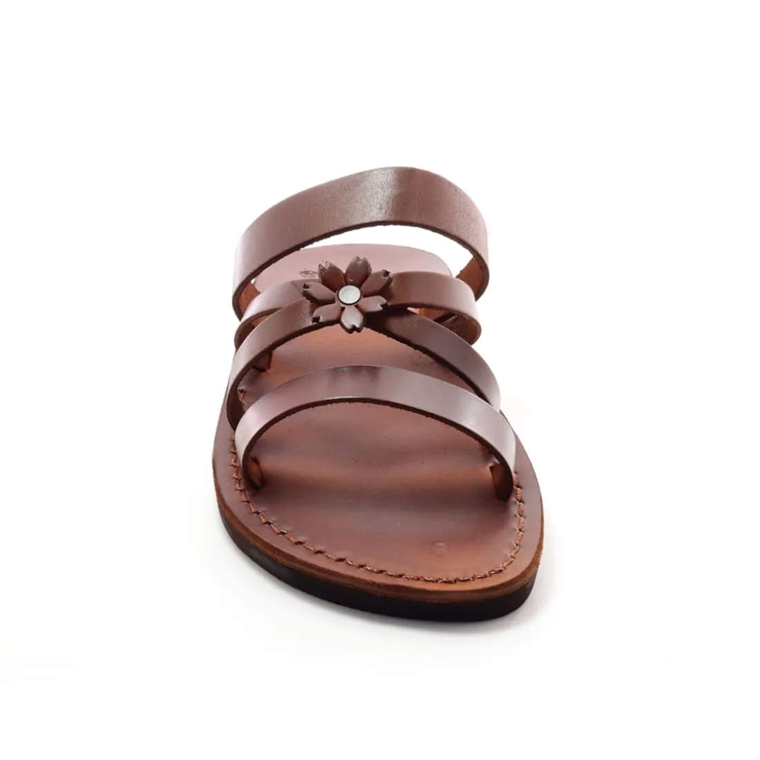 Dianthe - Leather flower detail open-toe sandal