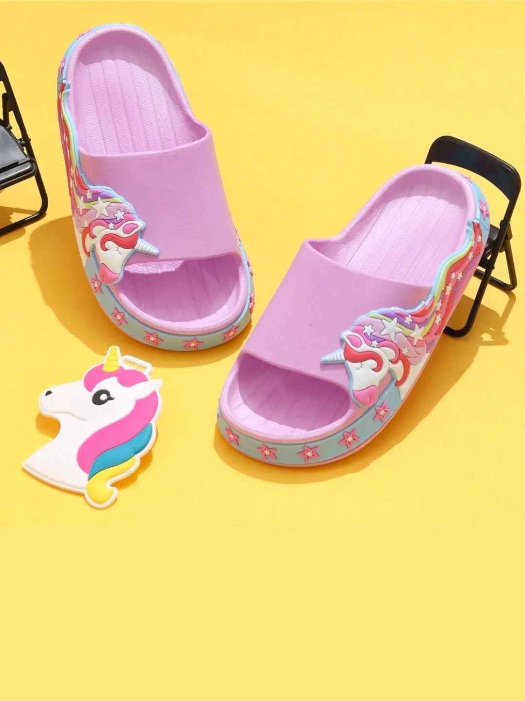 Enchanted Lilac Unicorn Slides - Magical Comfort for Kids