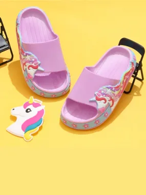 Enchanted Lilac Unicorn Slides - Magical Comfort for Kids