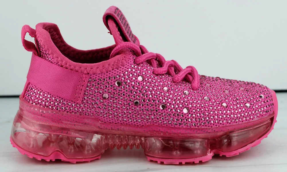 Flow 22k Little Girls Rhinestone Embellished Lace Up Sneakers