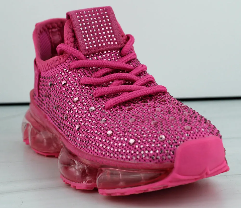 Flow 22k Little Girls Rhinestone Embellished Lace Up Sneakers