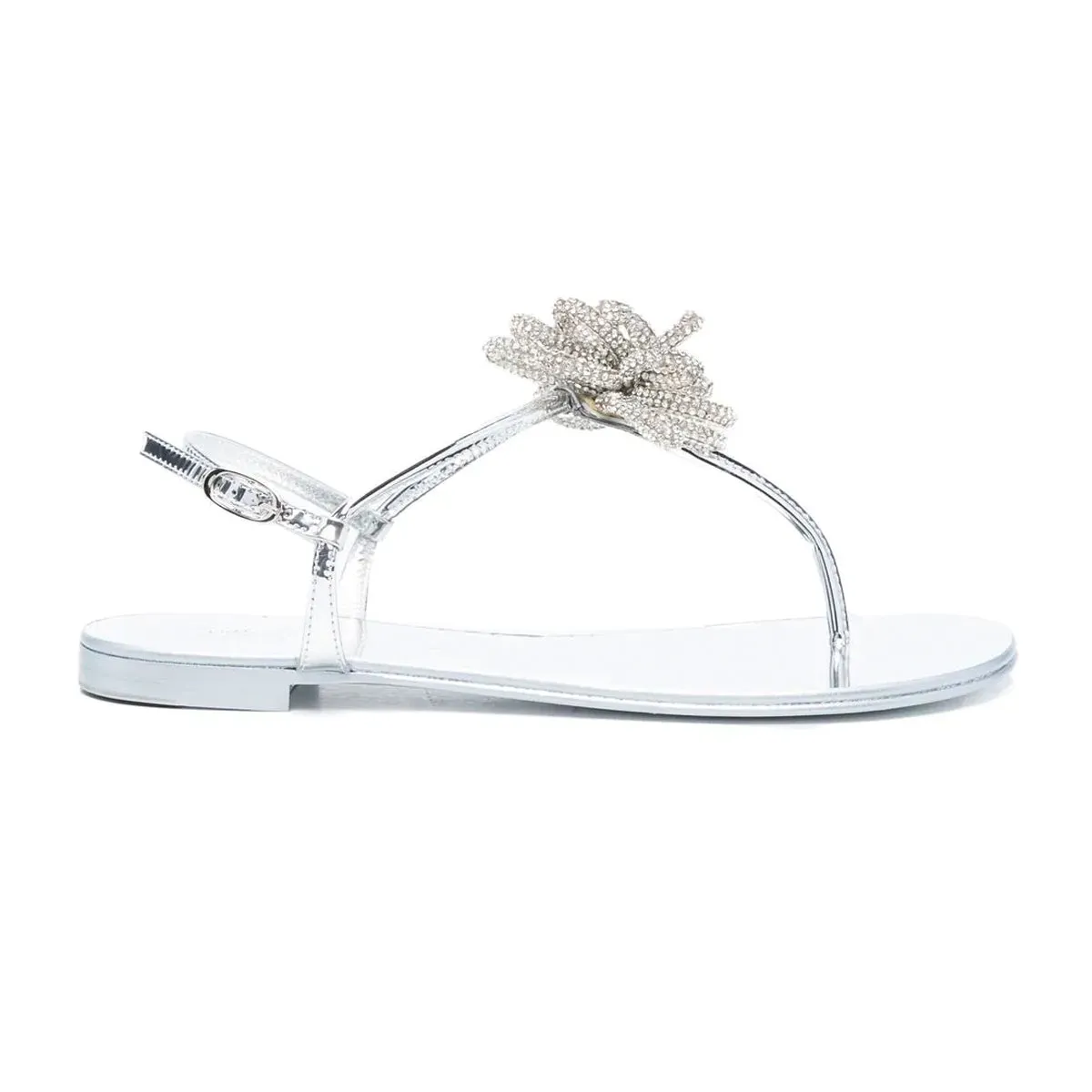 Flower Embellished Crystal Thong