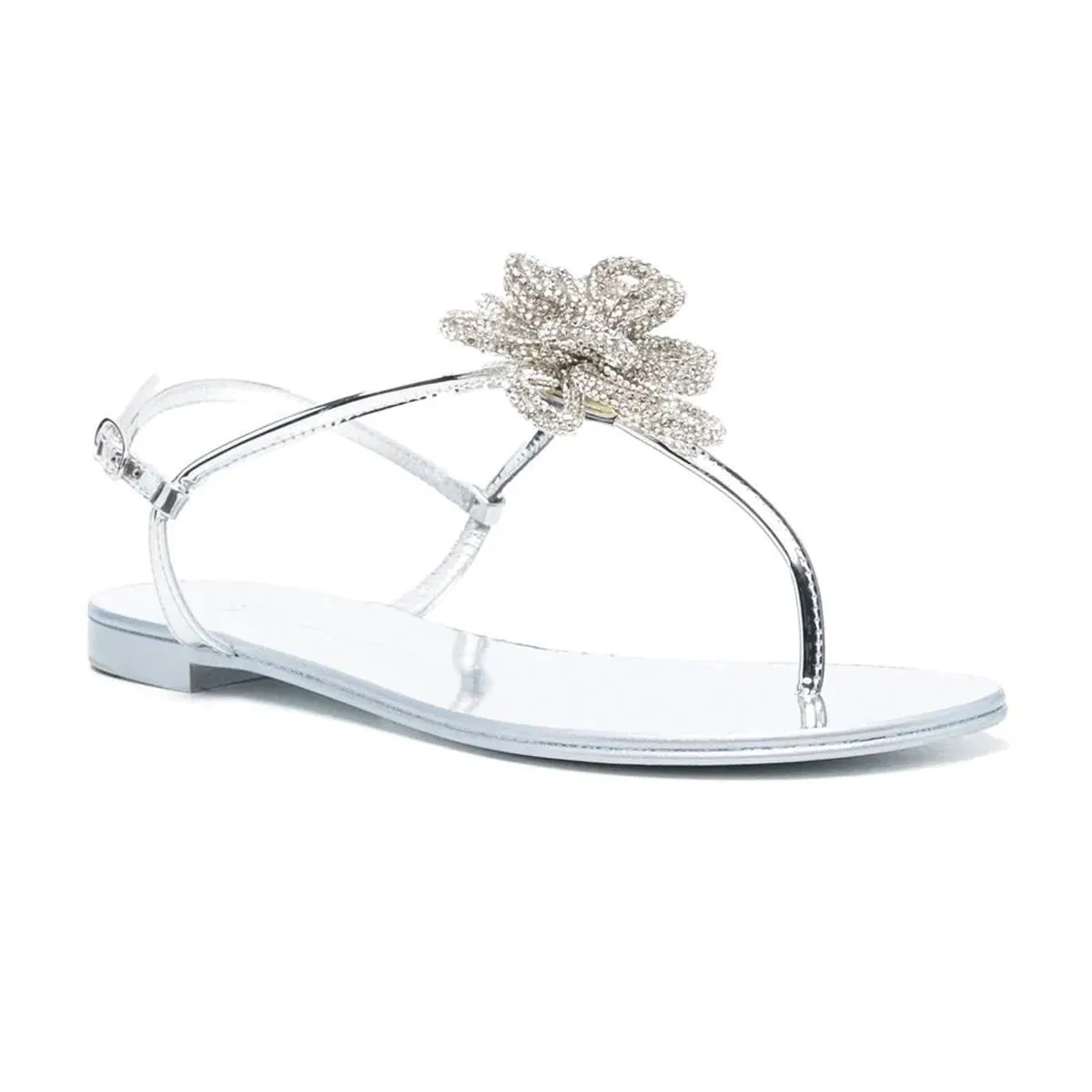 Flower Embellished Crystal Thong