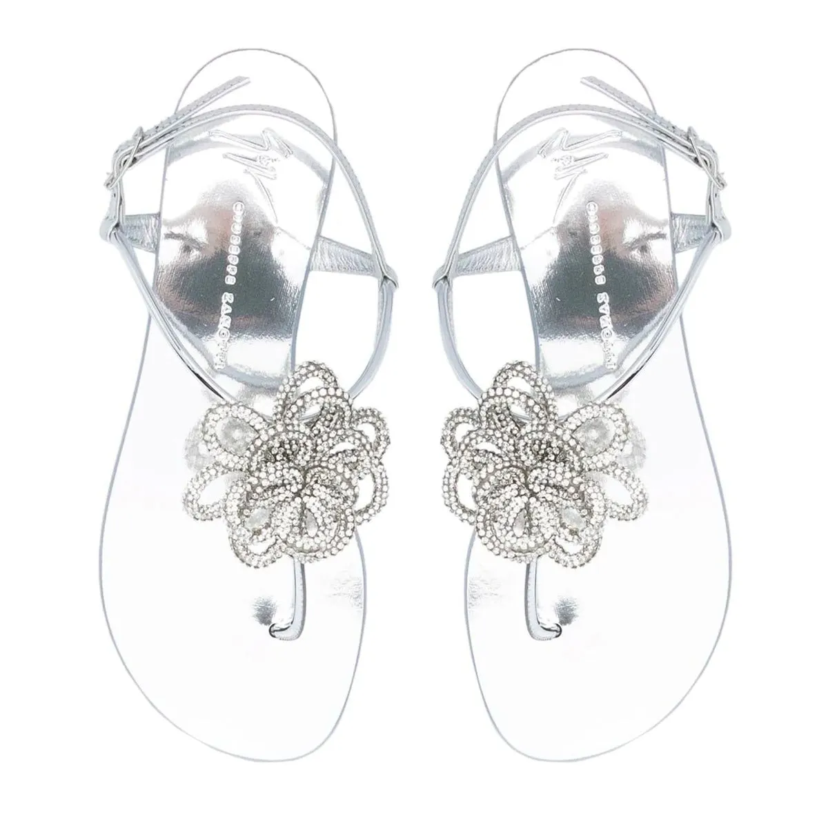 Flower Embellished Crystal Thong