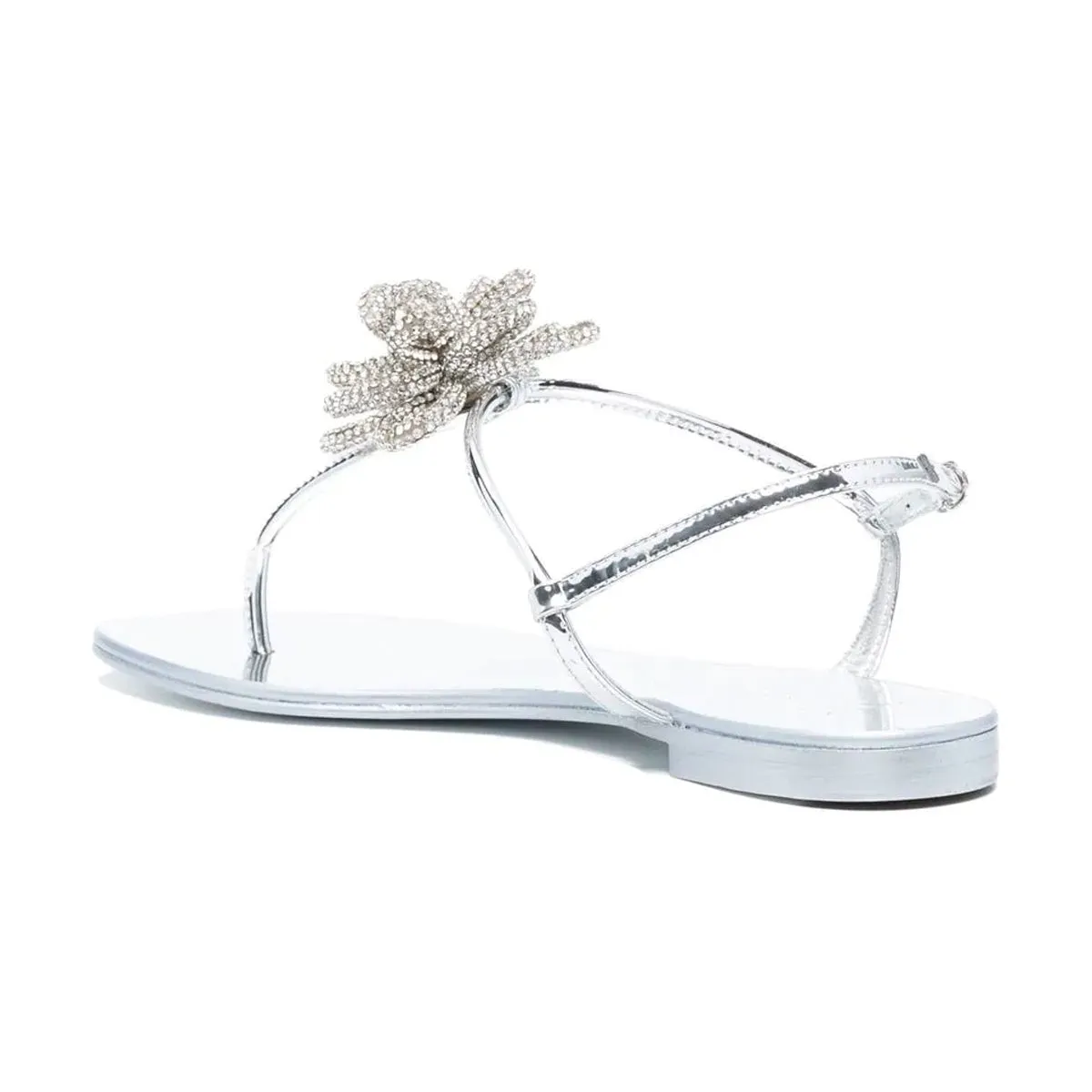 Flower Embellished Crystal Thong