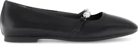 GABOR Black Leather ballet flat with diamante strap 14127