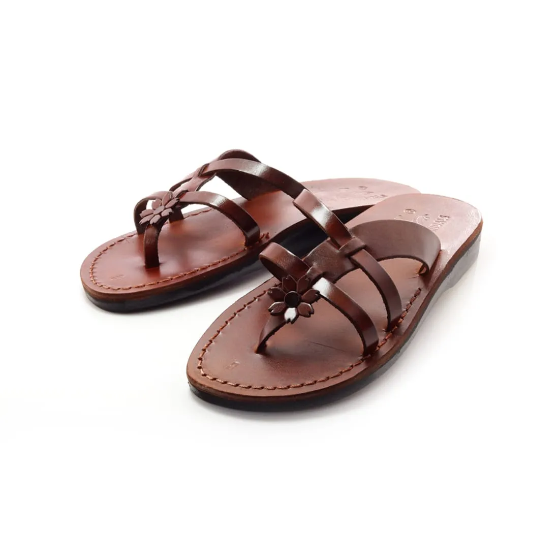 Gaia - Leather flower detail between-toe sandal