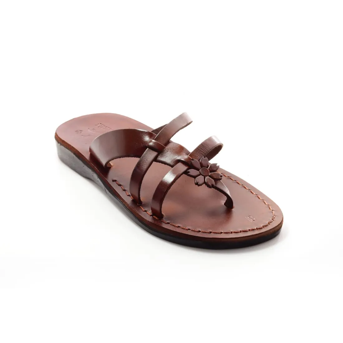 Gaia - Leather flower detail between-toe sandal