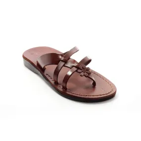 Gaia - Leather flower detail between-toe sandal