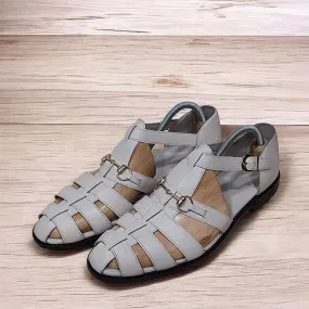 Grey Leather Sandals: Stylish & Handcrafted for Summer