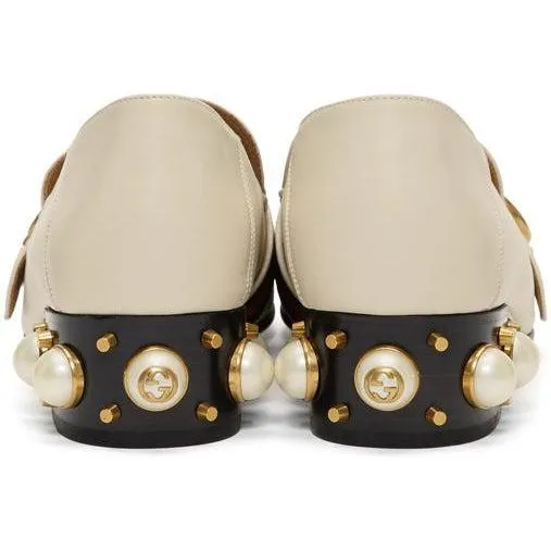 Gucci White Peyton Pearl Loafer Heels