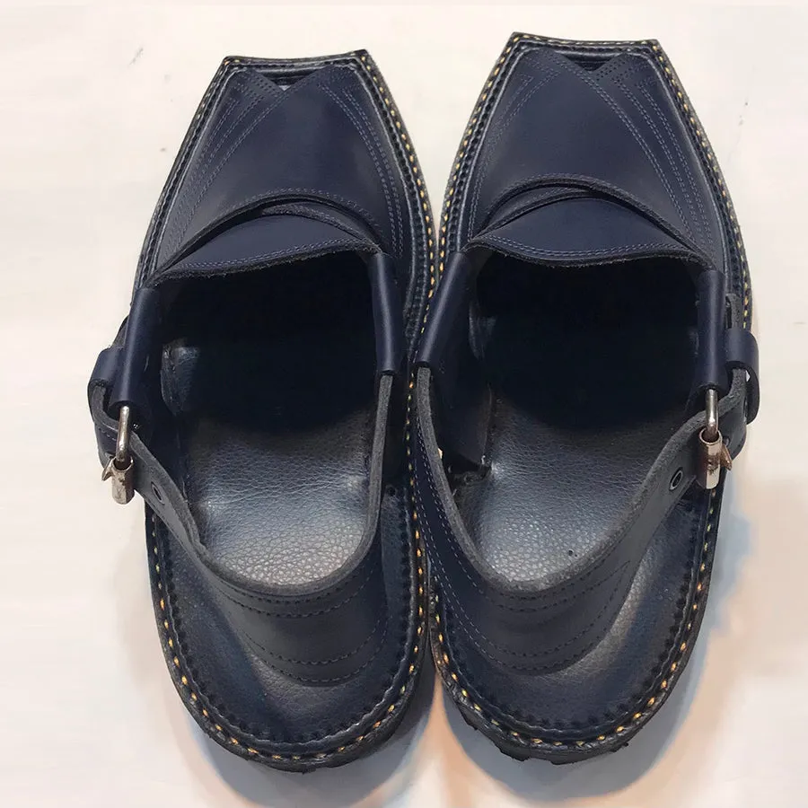 Handcrafted Blue Casual Leather Men's  Shoes