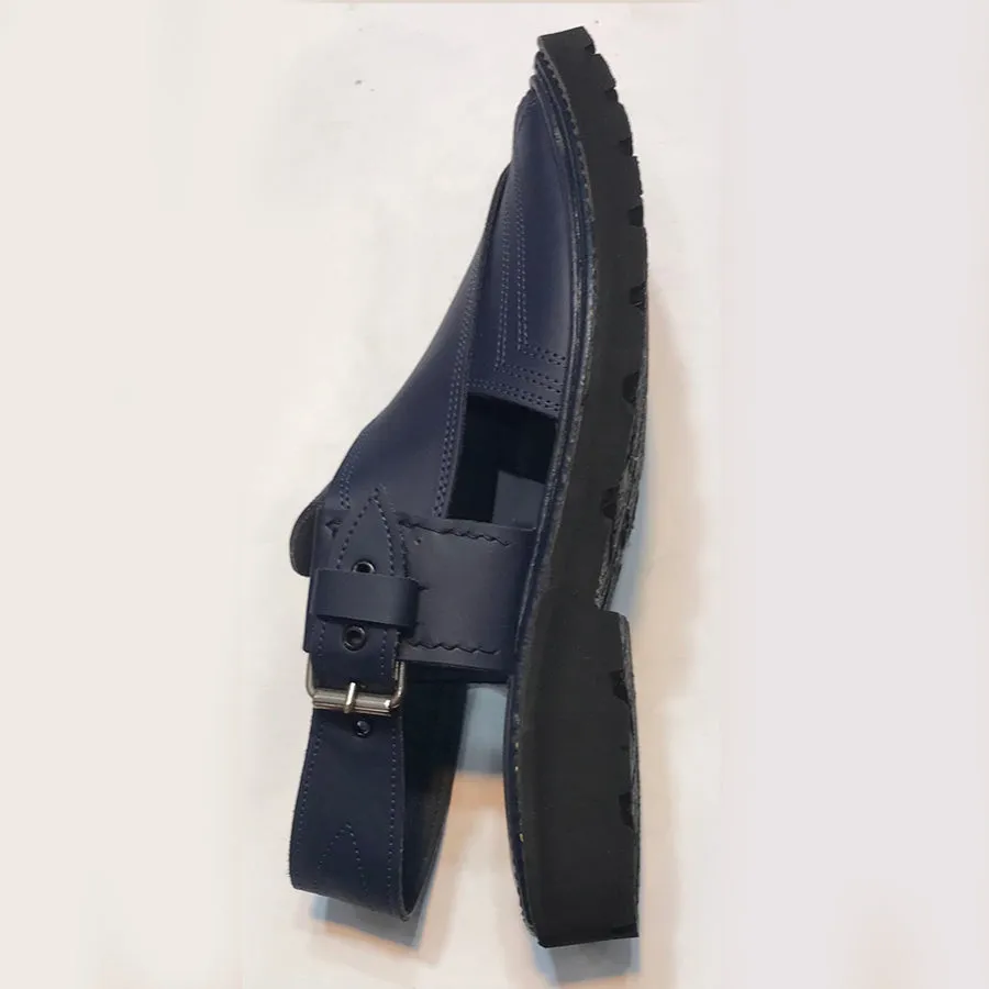 Handcrafted Blue Casual Leather Men's  Shoes