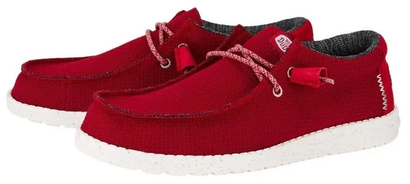 Hey Dude Wally Sport Mesh Dark Red Canvas Mens Lace Up Shoes