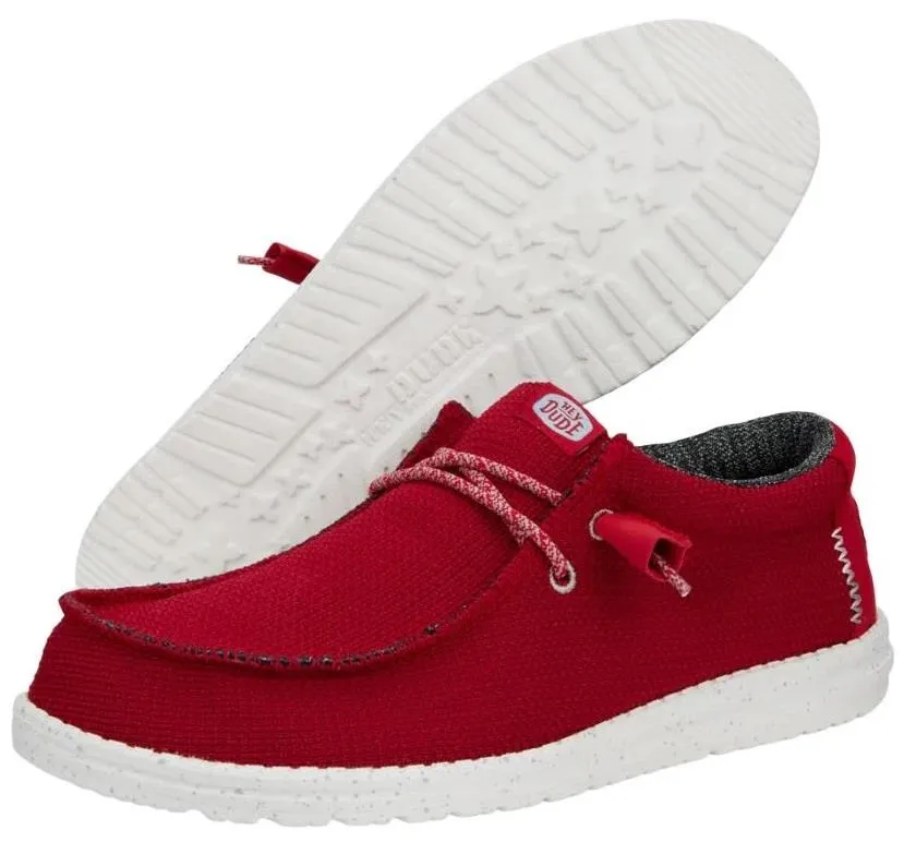 Hey Dude Wally Sport Mesh Dark Red Canvas Mens Lace Up Shoes