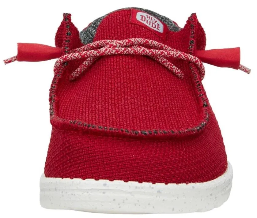 Hey Dude Wally Sport Mesh Dark Red Canvas Mens Lace Up Shoes