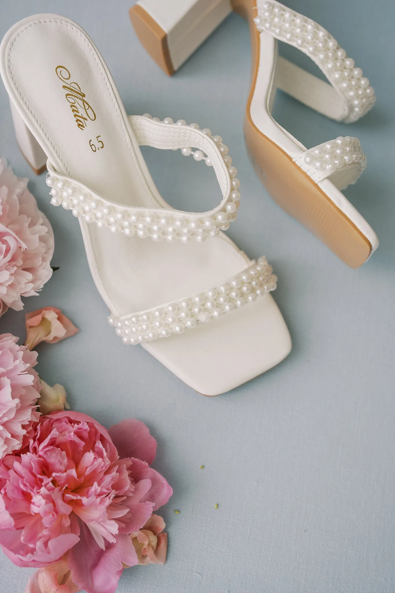Jess Pearl Double Strap Mules