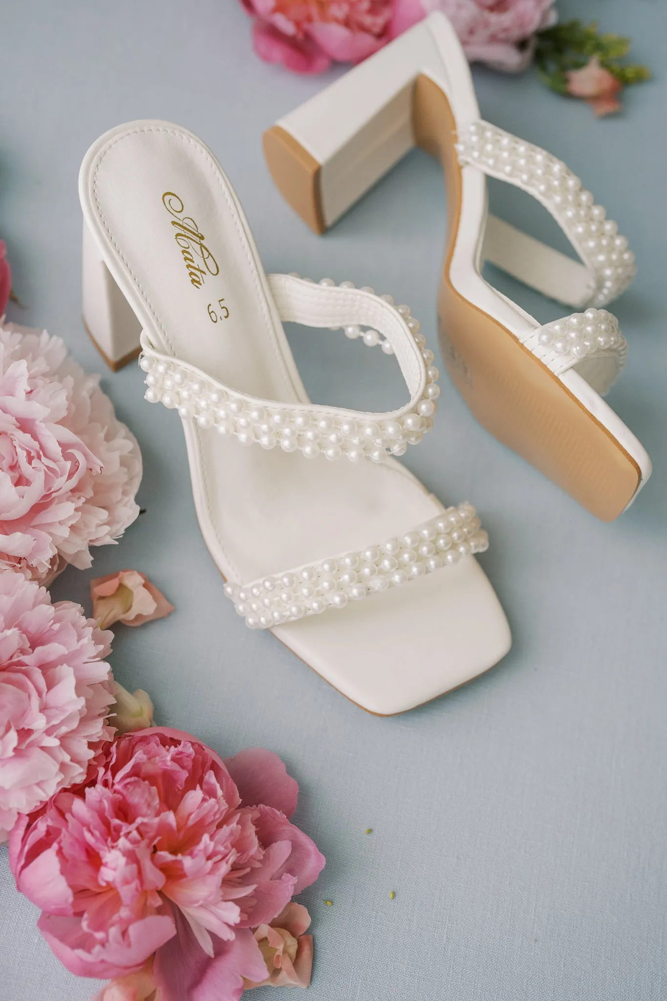 Jess Pearl Double Strap Mules