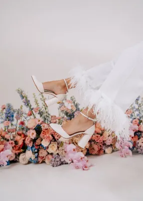 Juniper - Pearl Encrusted Wide Fit Bridal Block Heel