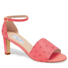 Kara Zini Handmade Ostrich Leather Women's Pink Sandal