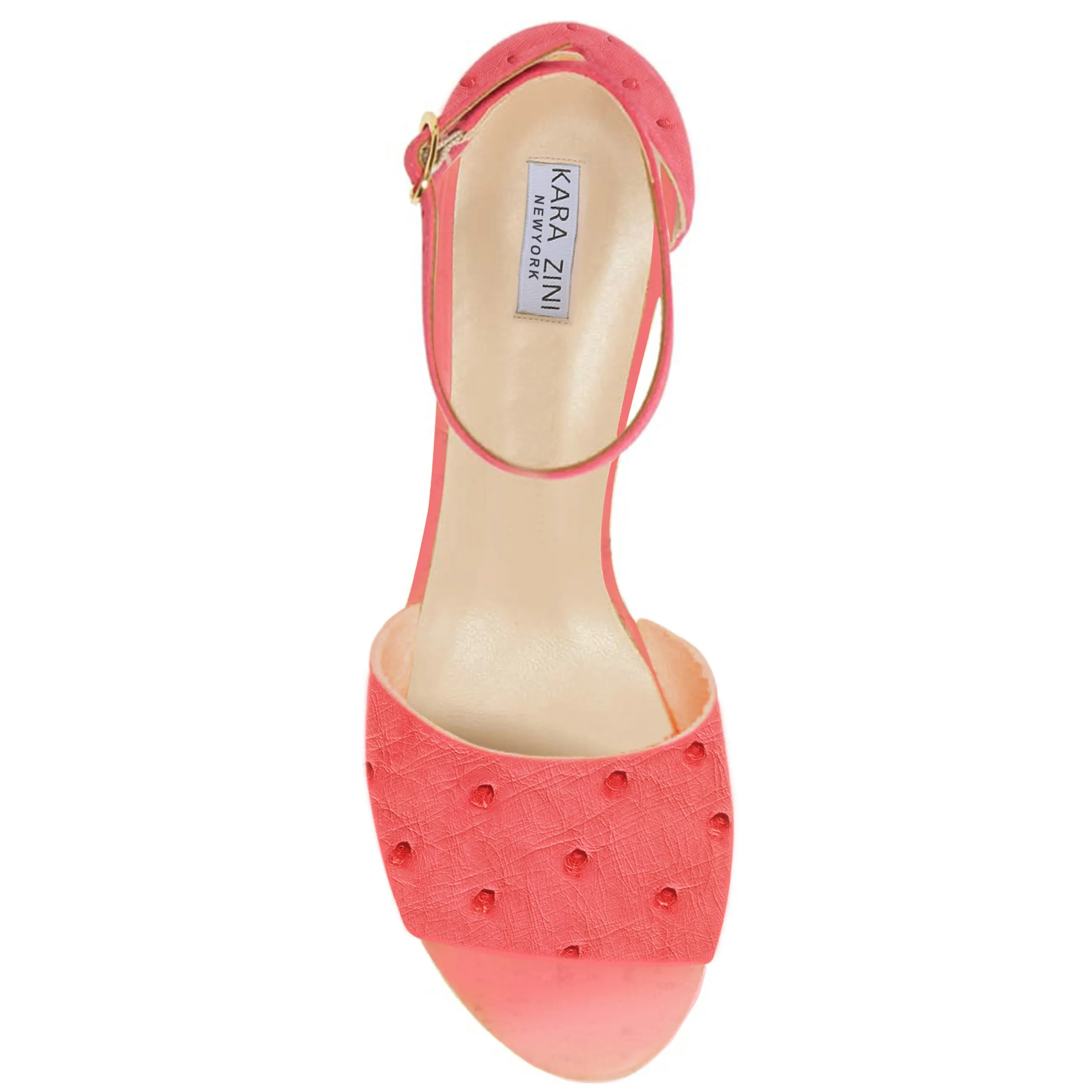 Kara Zini Handmade Ostrich Leather Women's Pink Sandal