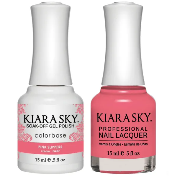 Kiara Sky Gel   Matching Lacquer - Pink Slippers #407 (Clearance)