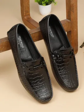 Men's Black Texture Leather Flexi 360 Loafers