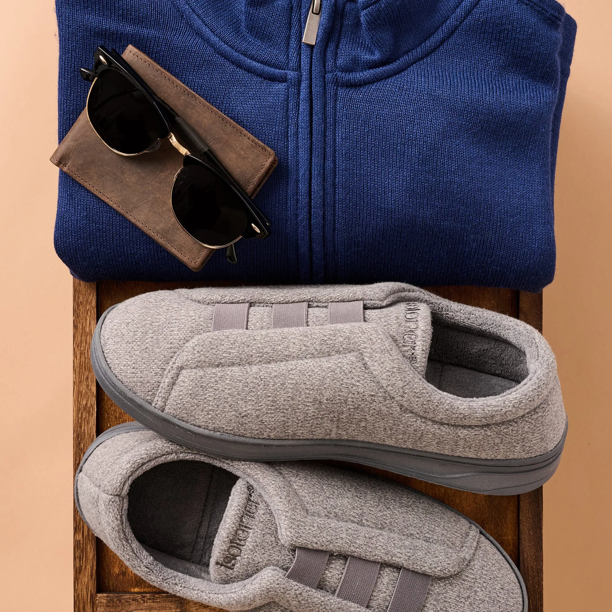 Men's Heathered Knit Brady Closed Back Slipper with Gel Infused Memory Foam