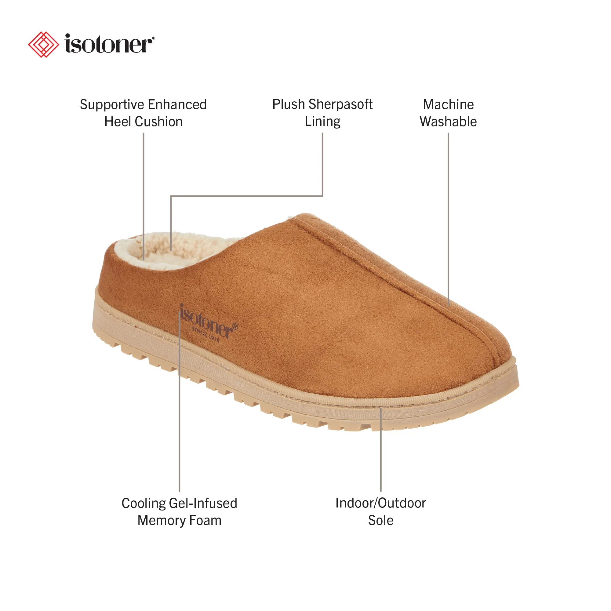Men's Microsuede Rory Clog Slipper with Gel Infused Memory Foam