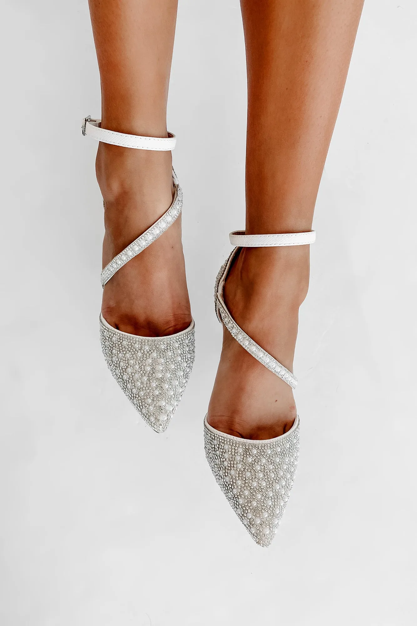 My Fairytale Story Rhinestone & Pearl Embellished Heels (White)