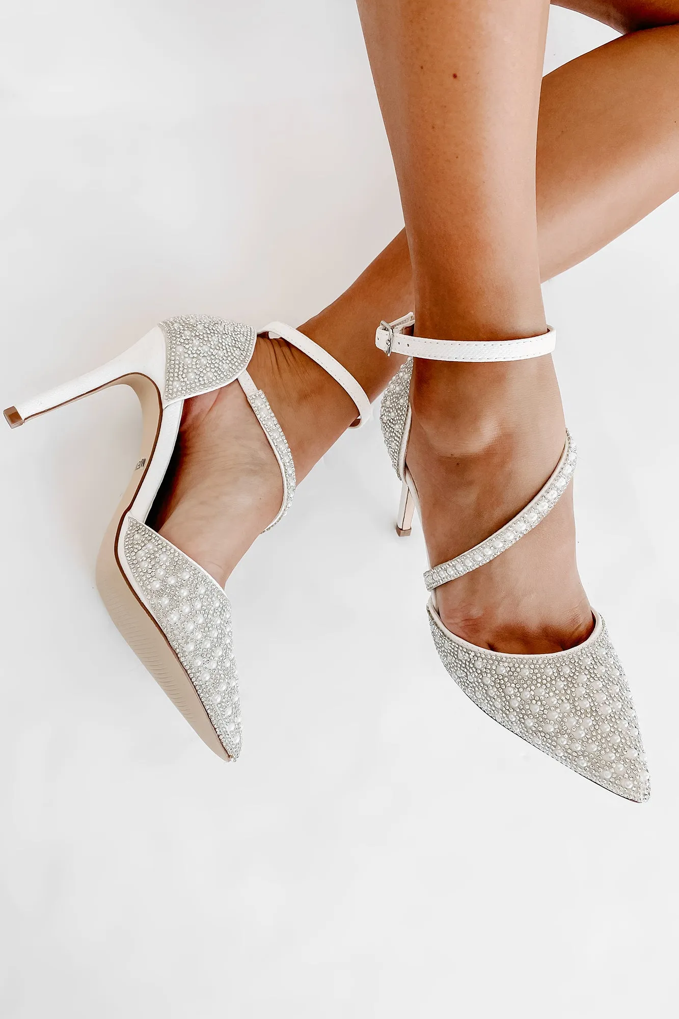 My Fairytale Story Rhinestone & Pearl Embellished Heels (White)