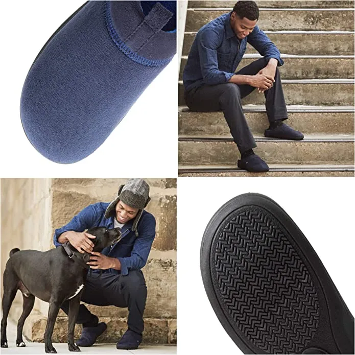 New Isotoner Men's Open Back Slipper with Memory Foam and Indoor/Outdoor Sole Slip on Navy, Sz XXL 13-14