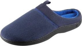 New Isotoner Men's Open Back Slipper with Memory Foam and Indoor/Outdoor Sole Slip on Navy, Sz XXL 13-14