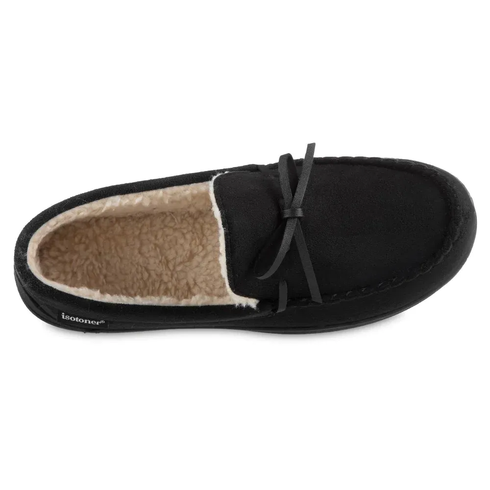 New with tags! Isotoner Men's Microsuede Nigel Moccasin Slippers with cooling gel  in Black! Sz XXL 13-14! Retails $54 